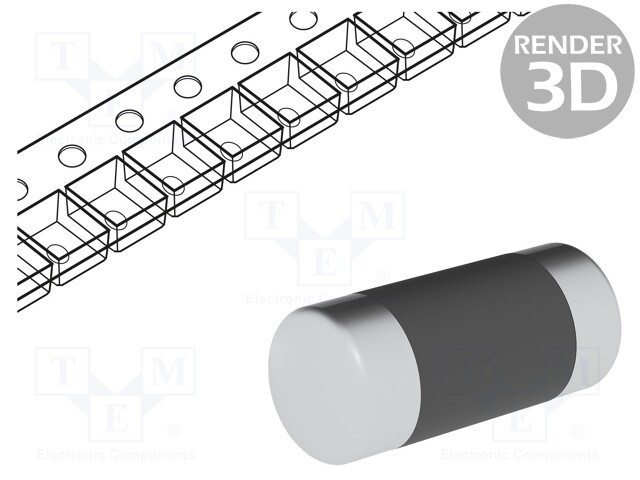 Resistor: metal film; SMD; 0204 minimelf; 2.2Ω; 0.4W; ±1%; 50ppm/°C