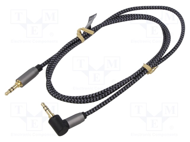 Cable; Jack 3.5mm 3pin plug,Jack 3.5mm 3pin angled plug; 1m