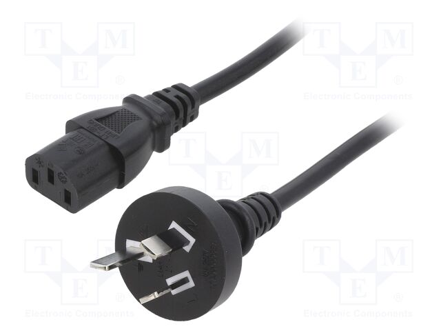 Cable; 3x0.75mm2; AS/NZS 3112 (I) plug,IEC C13 female; PVC; 1m