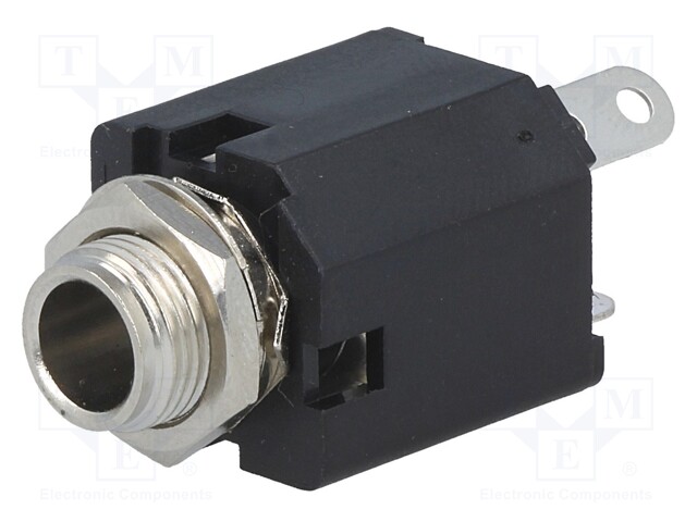 Socket; Jack 6,35mm; female; stereo; straight; for panel mounting
