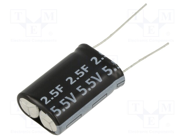 Supercapacitor; THT; 2.5F; 5.5VDC; 17x25x8.5mm