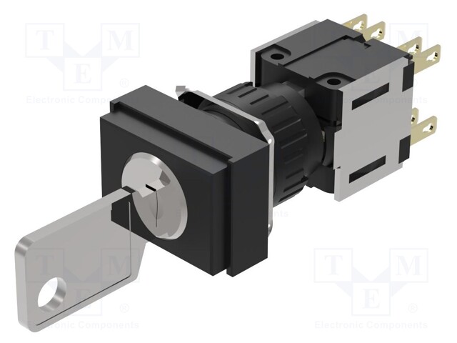 Switch: rotary with key; 16mm; Stabl.pos: 2; NC x2 + NO x2; Pos: 3
