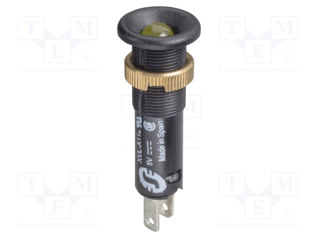 Indicator: LED; flat; 48VDC; Cutout: Ø8mm; IP40; plastic; Body: black