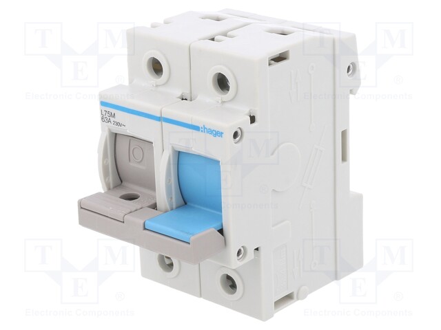 Fuse disconnector; D02; DIN; 63A; 400V; Poles: 2; -25÷60°C; IP40