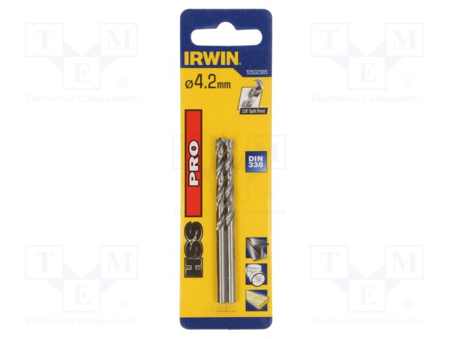 Drill bit; for metal; Ø: 4.2mm; L: 75mm; Working part len: 43mm