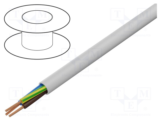 Wire; H05VV-F/SJT; 3x17AWG; stranded; Cu; PVC; grey; 300V; 17AWG