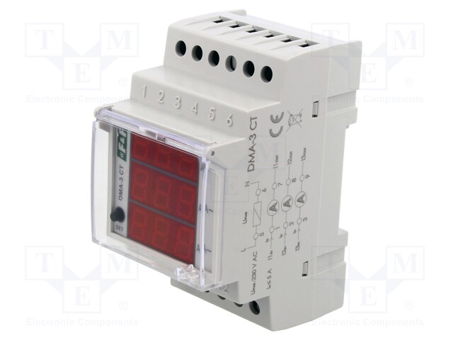 Ammeter; digital,mounting; 0÷5A; True RMS; Meas.accur: ±1%; LED