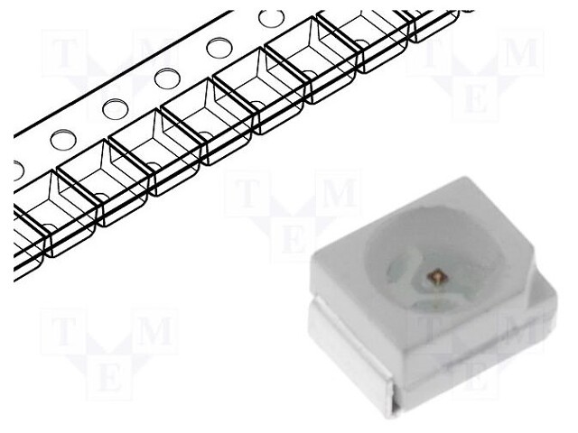 LED; SMD; 3528,PLCC2; red; 160÷350mcd; 3.5x2.8x1.4mm; 120°; 20mA