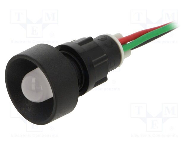 Indicator: LED; recessed; 230VAC; Cutout: Ø13mm; IP40; 300mm leads