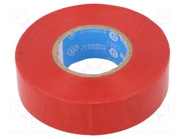 Electrically insulated tape; PVC; W: 19mm; L: 20m; red