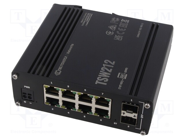 Switch Ethernet; managed; Number of ports: 10; 7÷57VDC; IP30; TSW