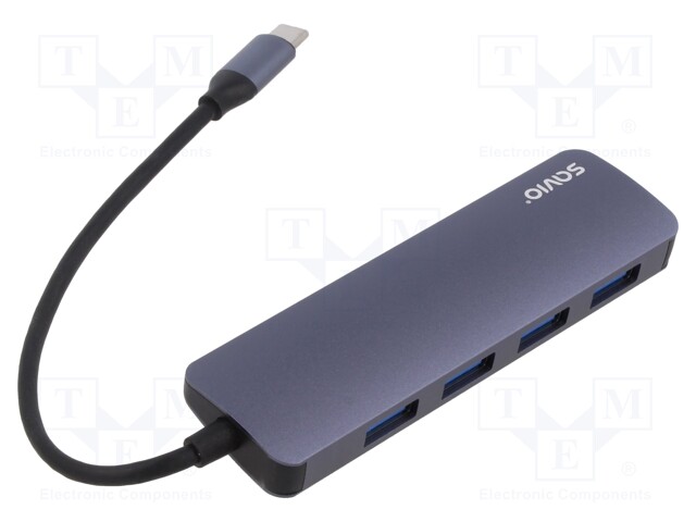 Hub USB; USB A socket x4,USB C plug; USB 3.1; PnP; grey; 5Gbps