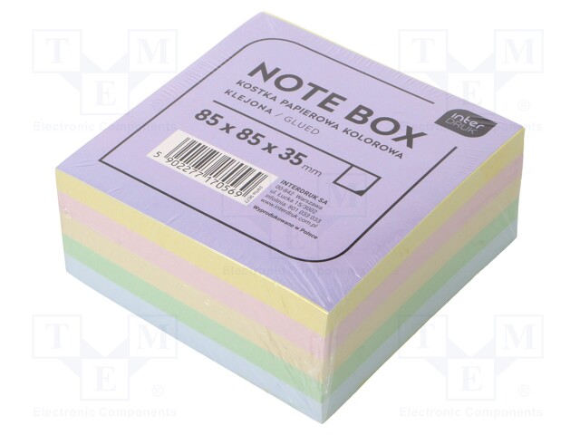 Sheets stuck together; 85x85x35mm; mix colours