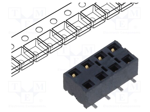 Connector: pin strips; female; 2.54mm; gold-plated; SMT; socket