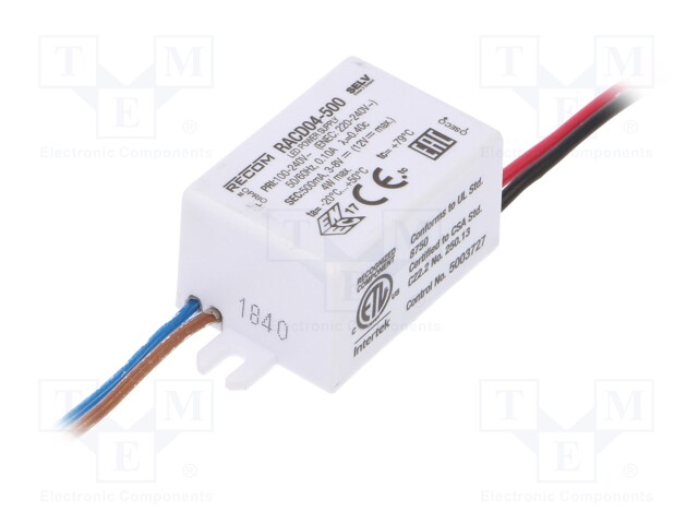 Power supply: switched-mode; LED; 4W; 3÷8VDC; 500mA; 90÷264VAC