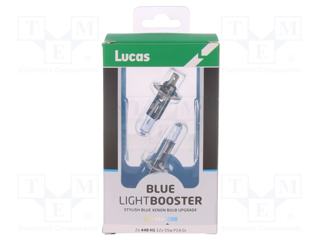 Filament lamp: automotive; P14,5s; white-blue; 12V; 55W; BLUE; H1