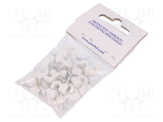 Holder; white; Application: on round cable; 25pcs; with a nail