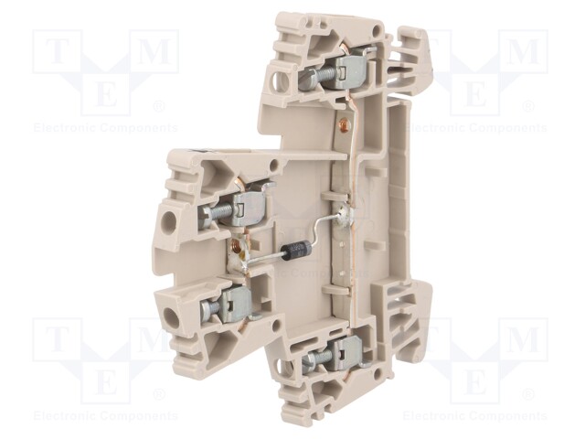 Splice terminal: rail; 2.5mm2; ways: 1; terminals: 4; beige; wemid