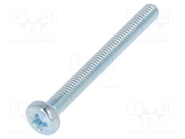 Screw; M2,5x25; DIN: 7985A; Head: cheese head; Phillips; steel; zinc