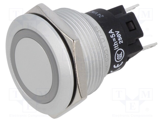 Indicator: LED; flat; green; 24VDC; 24VAC; Ø22mm; Body: silver