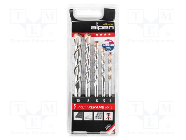 Drill set; PROFI KERAMO; ceramics,for the roof tile; 5pcs.