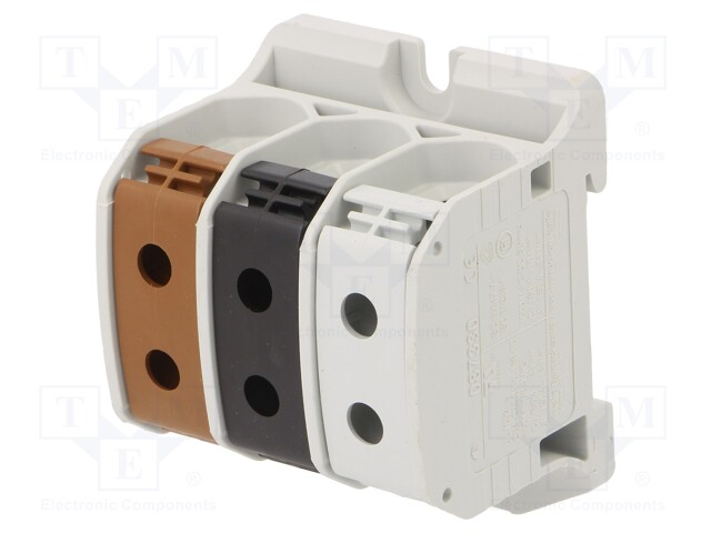 Splice terminal: rail; STB; 50mm2; ways: 3; terminals: 6; TS35; 1kV
