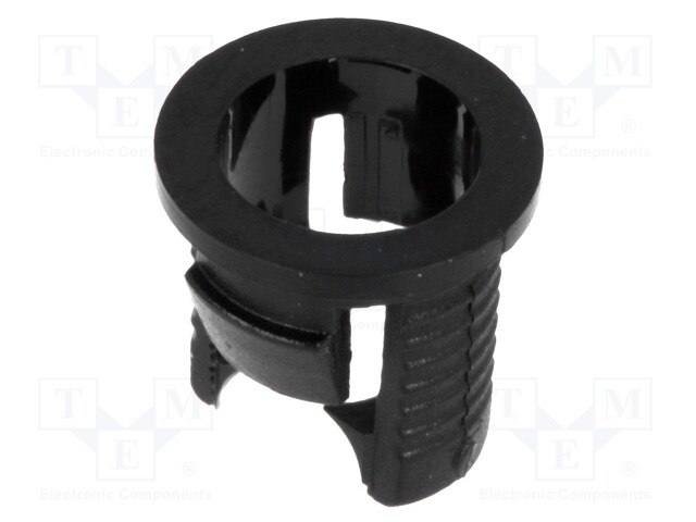 LED holder; 5mm; one-piece; black; UL94V-2; L: 7.1mm; Mat: polyamide