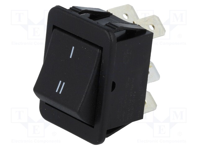 ROCKER; DPDT; Pos: 2; ON-ON; 16A/250VAC; 20A/28VDC; black; none
