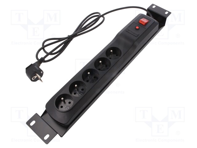 Plug socket strip: protective; Sockets: 5; 250VAC; 10A