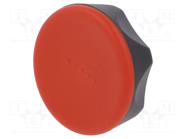Knob; Dia: 56mm; H: 29mm; technopolymer (PA); black; Cap: red