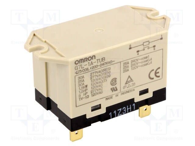 Relay: electromagnetic; SPST-NO; Ucoil: 230VAC; Icontacts max: 30A