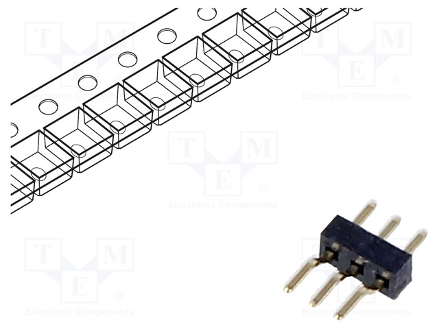 Pin header; pin strips; male; PIN: 3; horizontal; 1mm; SMT; 1x3