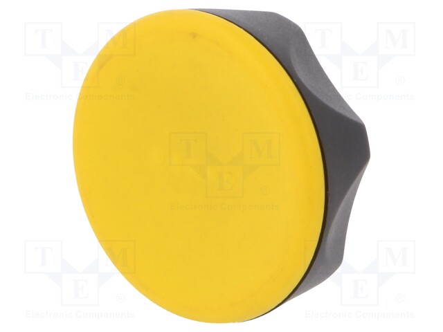 Knob; Dia: 70mm; H: 35mm; technopolymer (PA); black; Cap: yellow