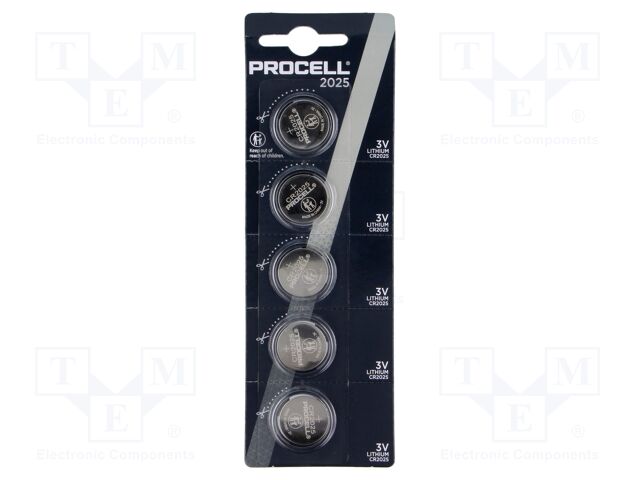 Battery: lithium; 3V; CR2025,coin; non-rechargeable; Ø20x2.5mm