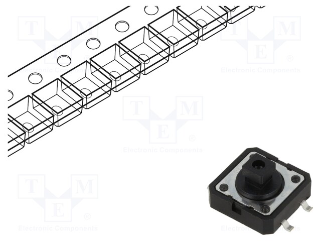 Microswitch TACT; SPST-NO; Pos: 2; 0.05A/12VDC; SMT; none; 2.5N