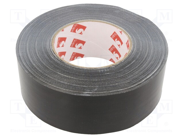 Tape: duct; W: 50mm; L: 50m; Thk: 0.26mm; black; rubber; -20÷80°C