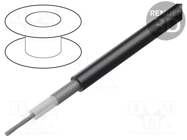 Wire: coaxial; RG58CK; stranded; Cu; PVC; black; 5mm; CPR: Eca