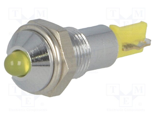 Indicator: LED; prominent; 24÷28VDC; Cutout: Ø6.2mm; IP40; metal