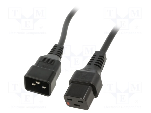Cable; IEC C19 female,IEC C20 male; 3m; with IEC LOCK locking