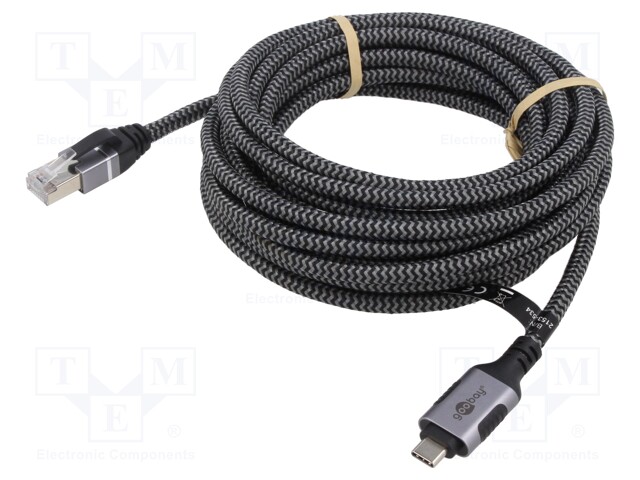 Cable; USB 3.1; RJ45 plug,USB C plug; 5m; 1Gbps; Øcable: 5.6mm
