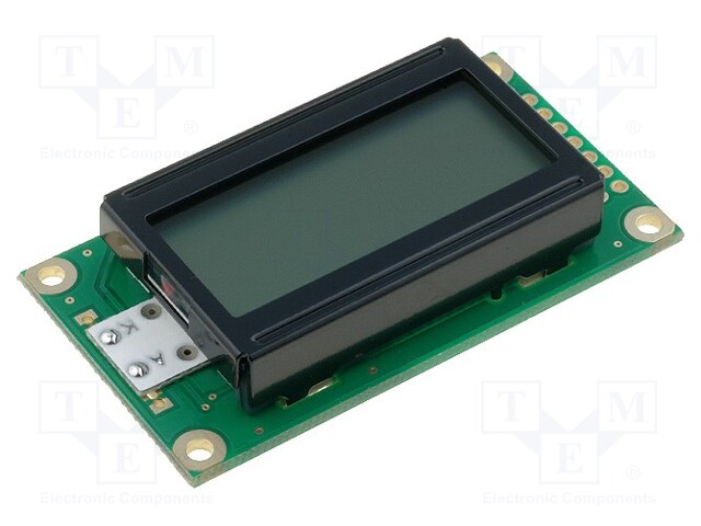 Display: LCD; alphanumeric; STN Positive; 8x2; gray; LED; PIN: 14