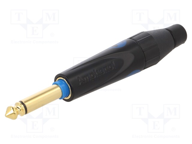 Plug; Jack 6,35mm; male; mono; with on/off switch; straight; black