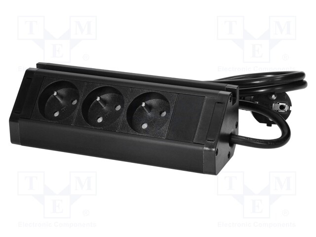 Plug socket strip: furniture; IP20; 3680W; black; 230VAC; 1.5m