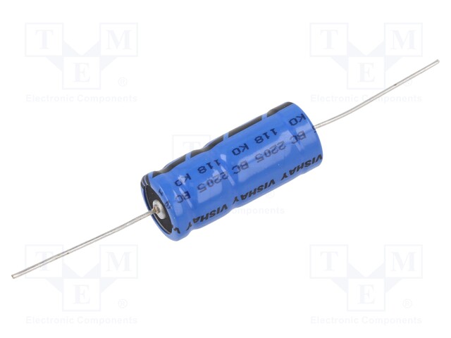 Electrolytic Capacitor, 220 µF, 63 V, 118 AHT Series, ± 20%, Axial Leaded, 8000 hours @ 125°C