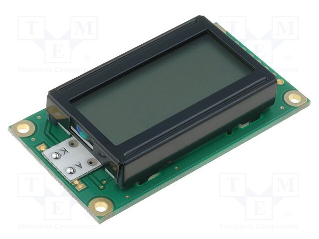 Display: LCD; alphanumeric; FSTN Positive; 8x2; yellow; LED; PIN: 14