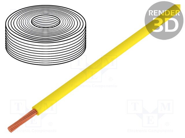 Wire; stranded; Cu; 0.14mm2; PVC; yellow; 60V; 10m; 1x0.14mm2
