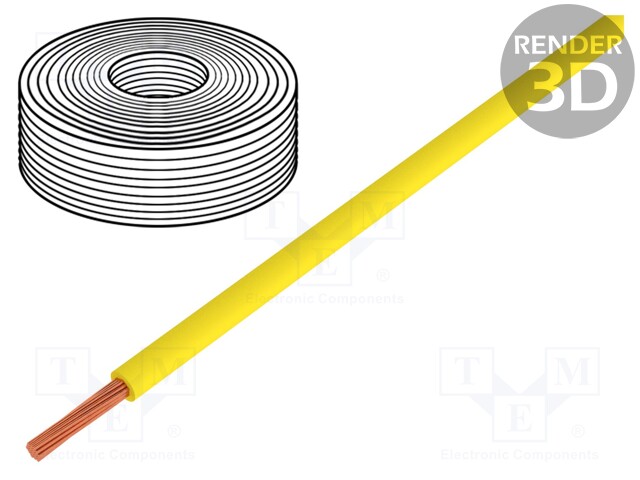 Wire; stranded; Cu; 1x0,14mm2; PVC; yellow; 60V; -10÷85°C; 10m