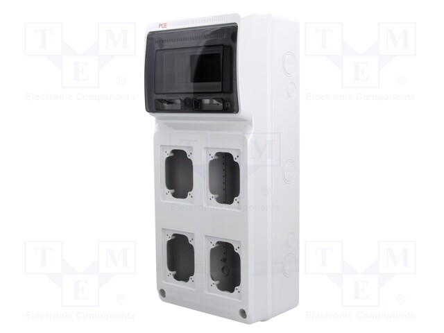 Enclosure: for modular components; grey; No.of mod: 8; Holes no: 4
