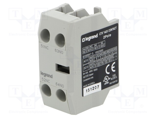 Auxiliary contacts; Series: CTX3; Leads: screw terminals