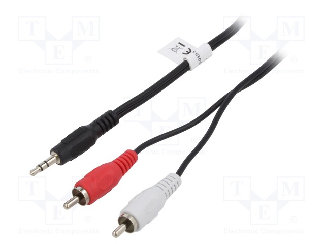 Cable; Jack 3.5mm 3pin plug,RCA plug x2; 2.5m; black
